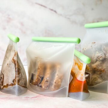 silicone bags from the freezer with food