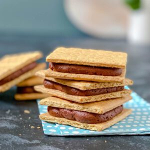 graham cracker cookies filled with chocolate frosting