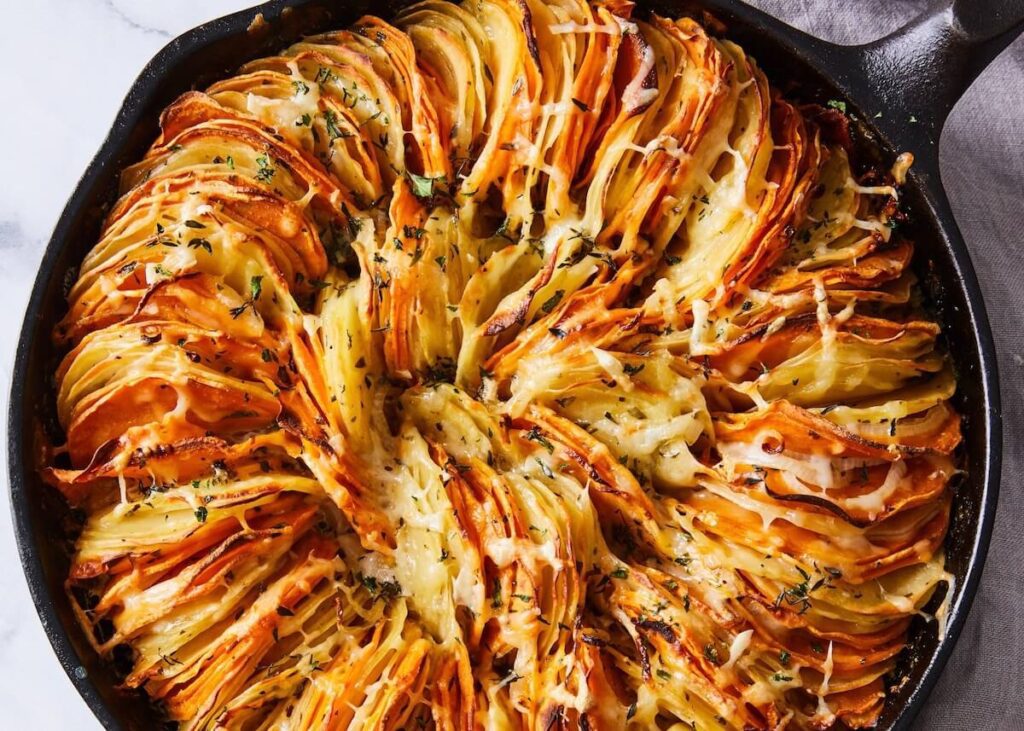 Stunning Two Potato Gratin Recipe Potato Side Dishes Tara Teaspoon