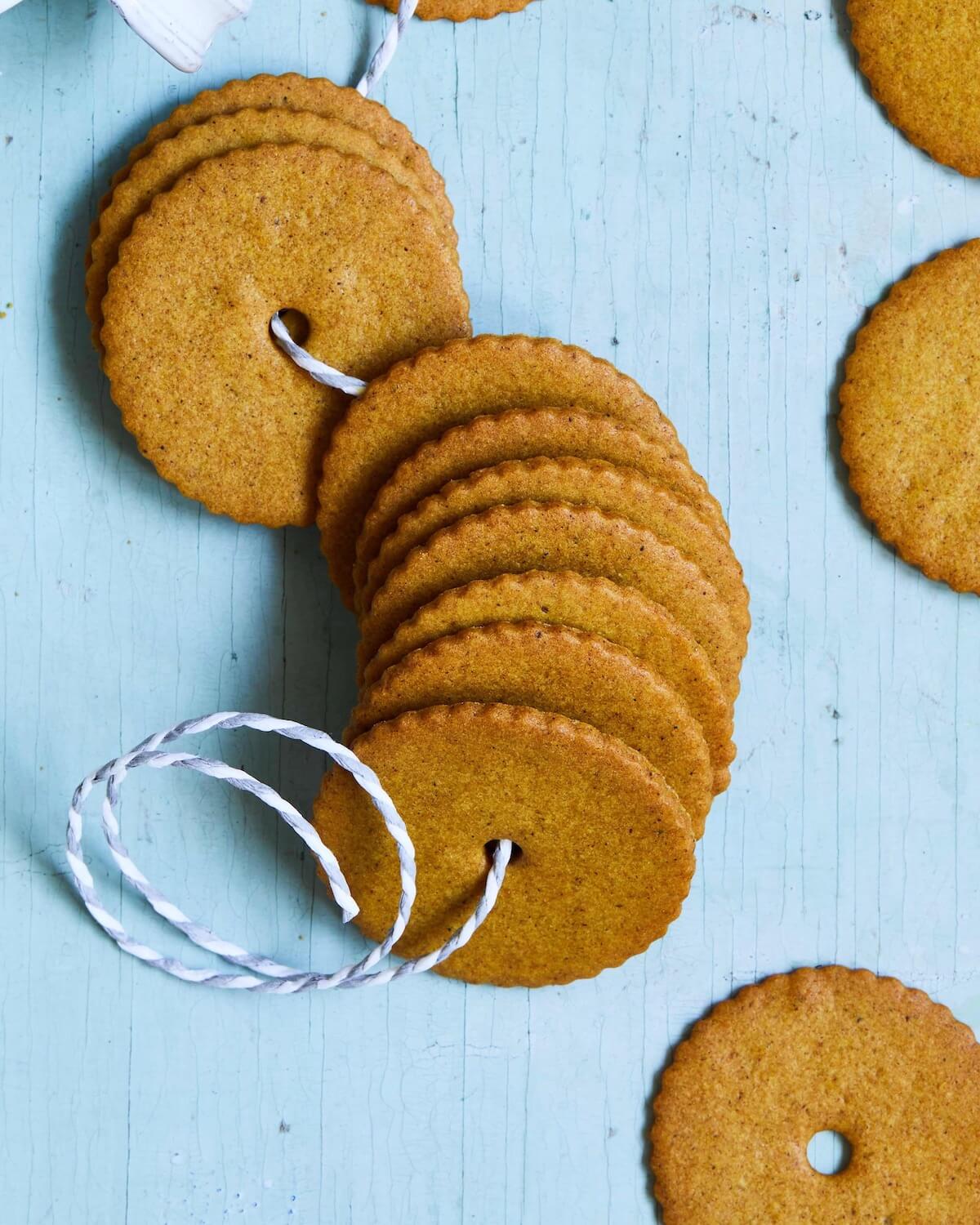 honey snaps with holes for stringing and gifting