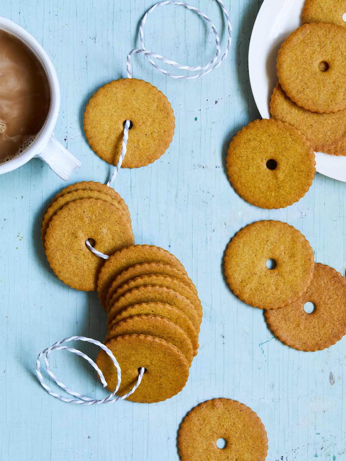 moravian spice cookies tied with a string