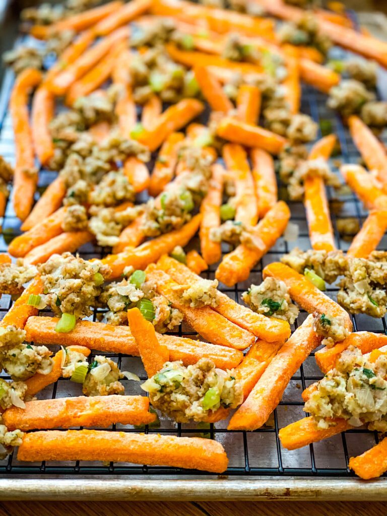 sweet potato fries and stuffing for poutine