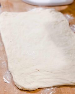 rolled dough for homemade loaf of bread