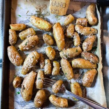 Potato Fingerlings on baking sheet