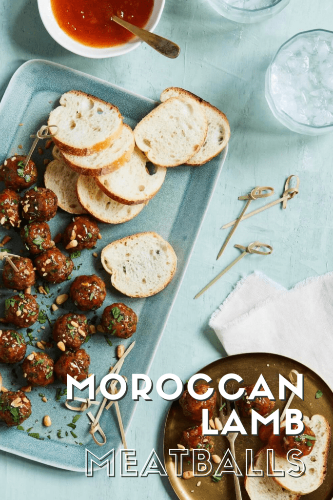Moroccan Lamb Meatballs pin meatballs on plate