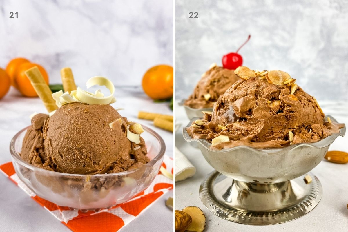 orange chocolate and burnt almond chocolate ice cream