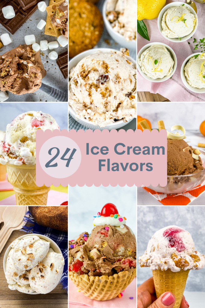 Pictures of different ice cream flavors