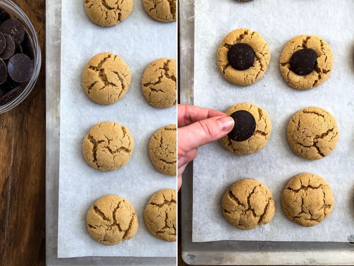 how to add chocolate to cashew butter blossoms