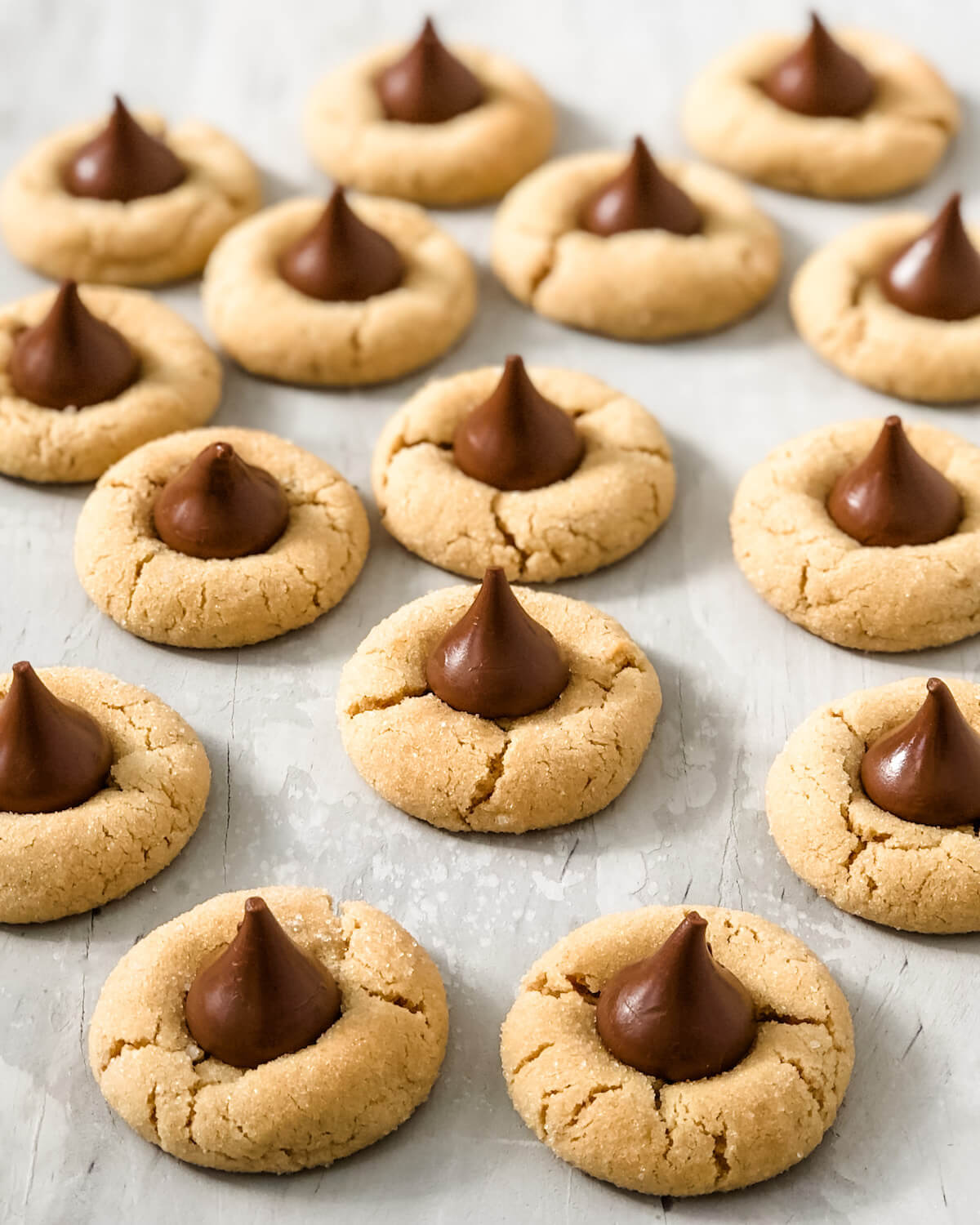 soft peanut butter cookies with chocolate kisses