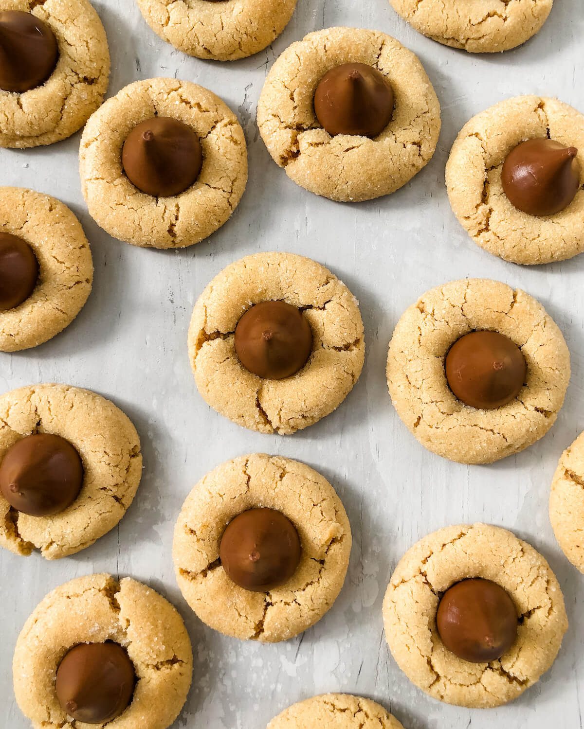 overhead peanut butter blossoms baked