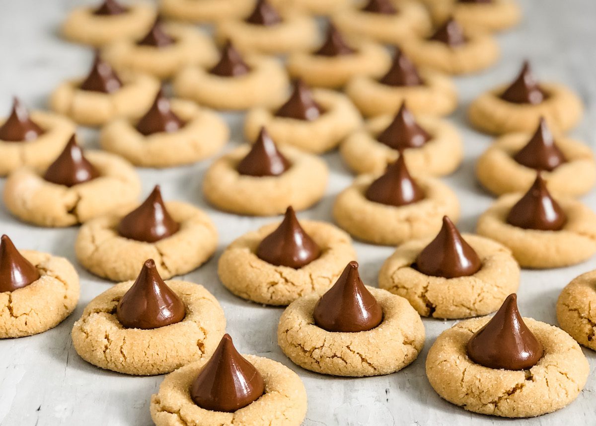 soft peanut butter blossoms with Hershey kisses