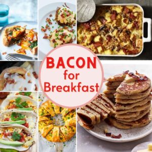 collage of bacon recipes for breakfast