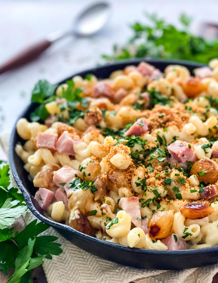 Mac and Cheese with Ham and Pearl Onions Tara Teaspoon