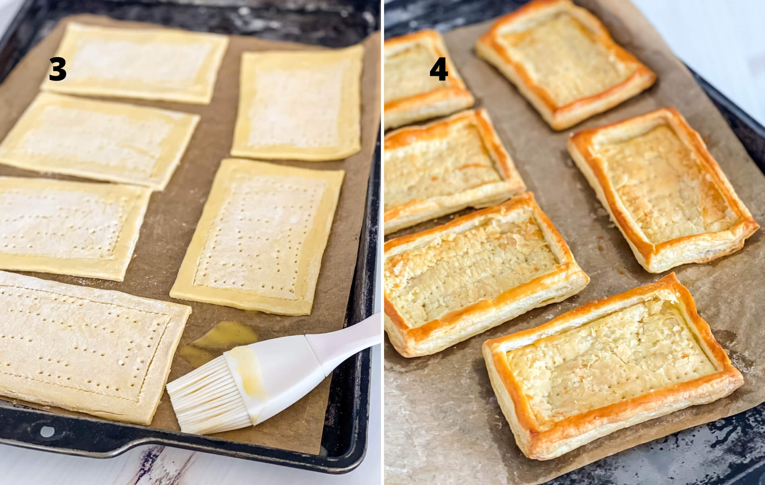 Egg wash and baking puff pastry
