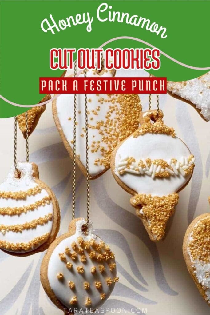 Pinterest graphic for Honey Cinnamon Cut Out Cookies recipe on Tara Teaspoon.