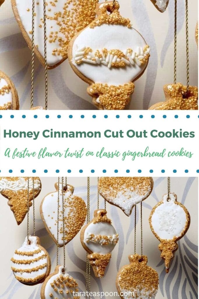 Pinterest graphic for Honey Cinnamon Cut Out Cookies recipe on Tara Teaspoon.
