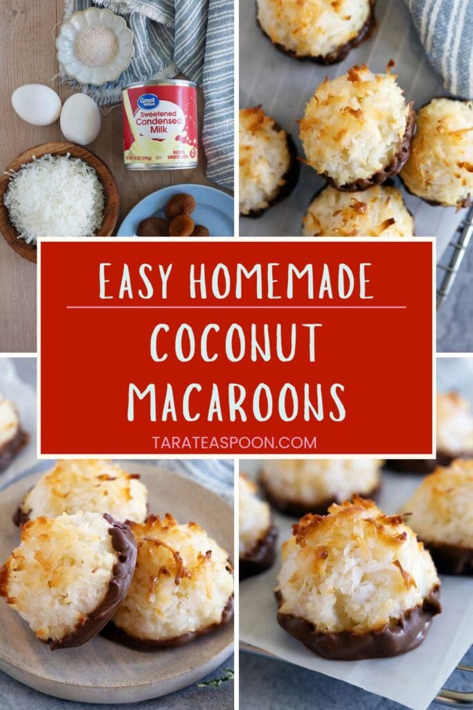 Pinterest graphic for Magnificent and Easy Coconut Macaroons (with Variations!) recipe on Tara Teaspoon
