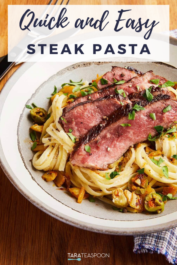 Seared Strip Loin with Linguini with Fennel and Olives