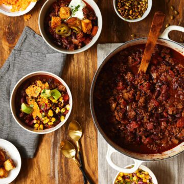 pot of beef and bean chili