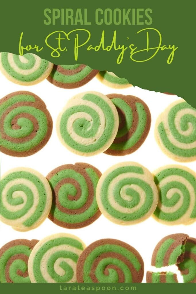 Pinterest graphic for Slice and Bake Spiral Cookies recipe on Tara Teaspoon