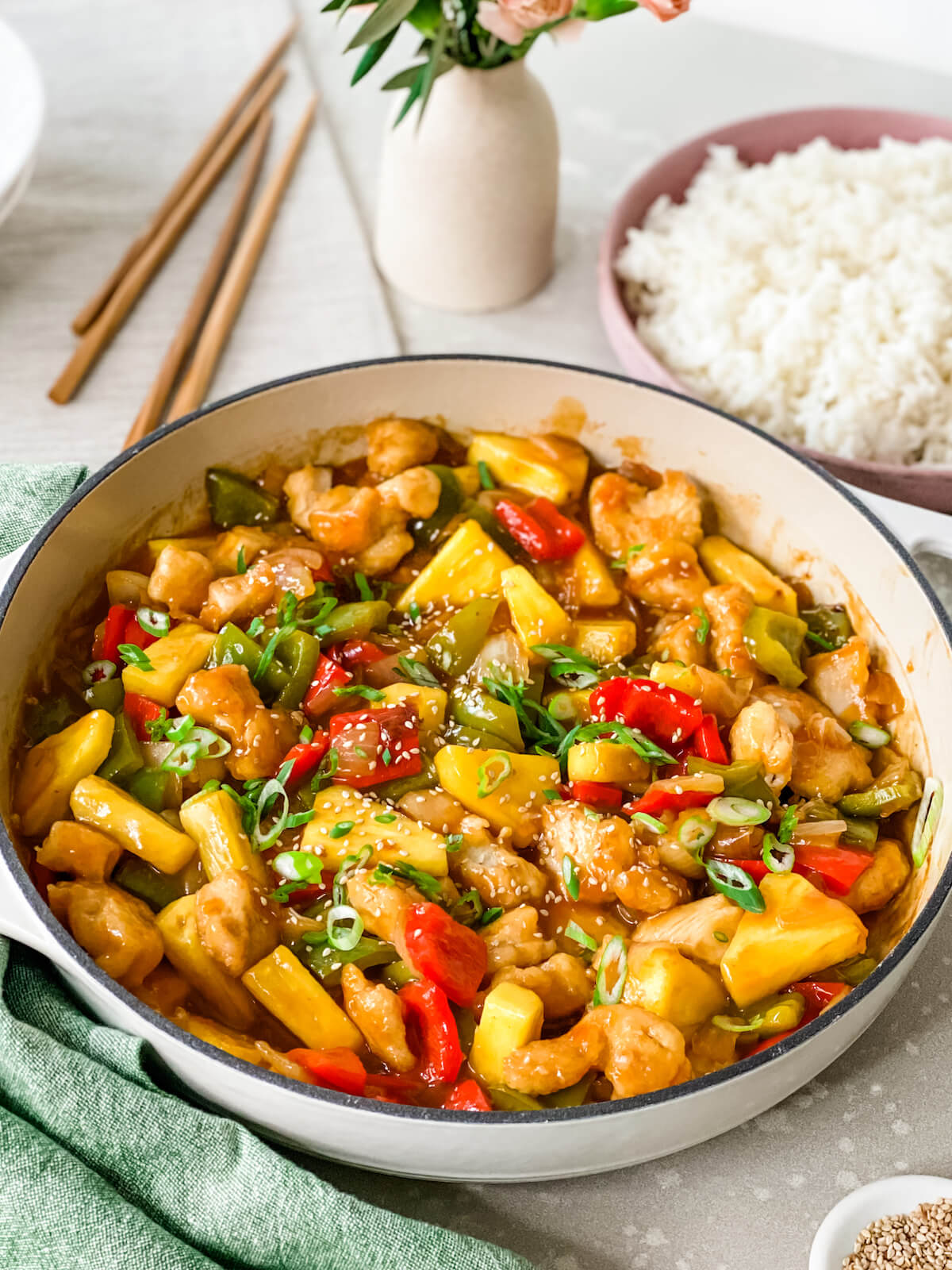 pan of sweet and sour chicken