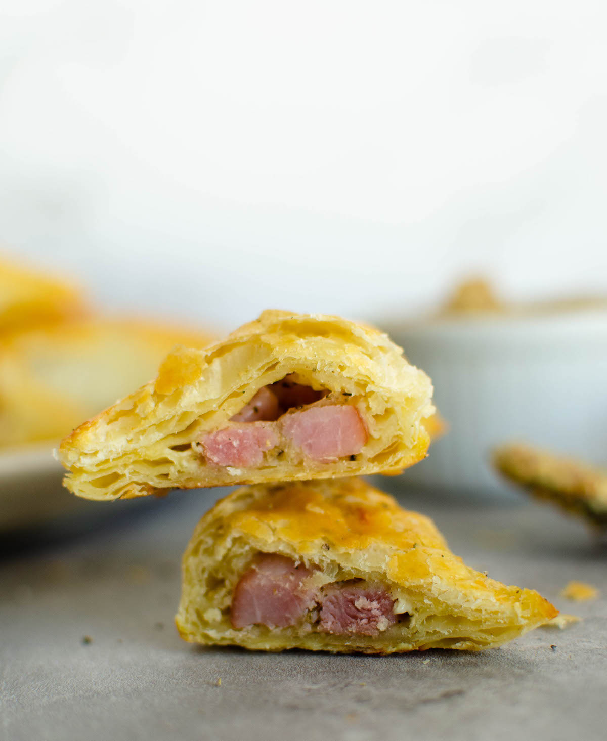 Inside ham and cheese turnovers