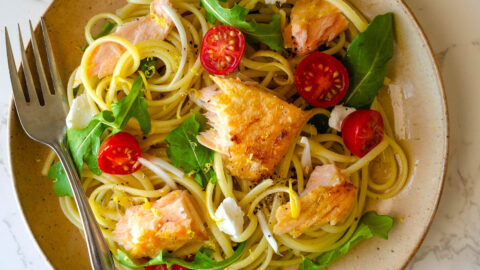 Creamy Warm Salmon Pasta Salad - Tara Teaspoon