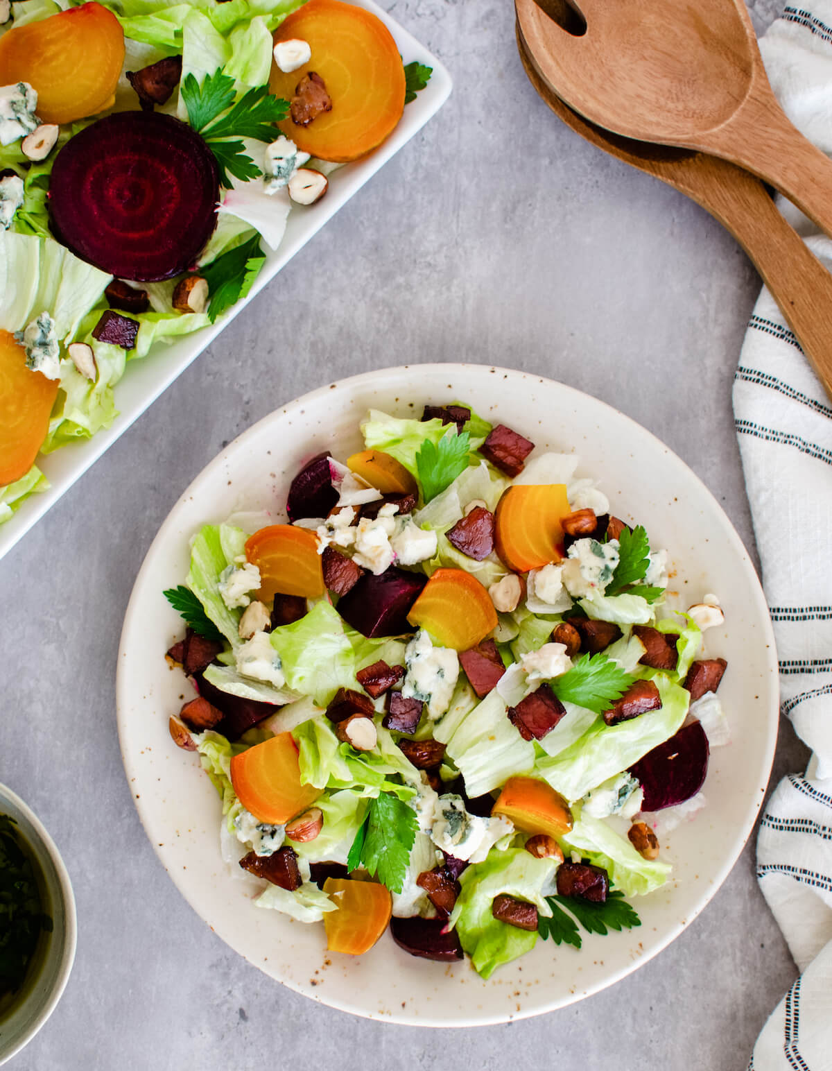 lettuce wedge salad with beets and blue cheese