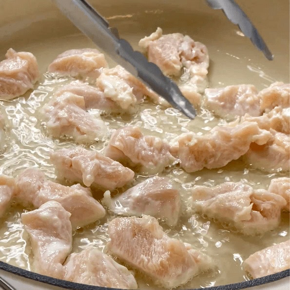 Chicken pan-frying. 