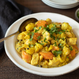 chicken vegetable curry with cilantro