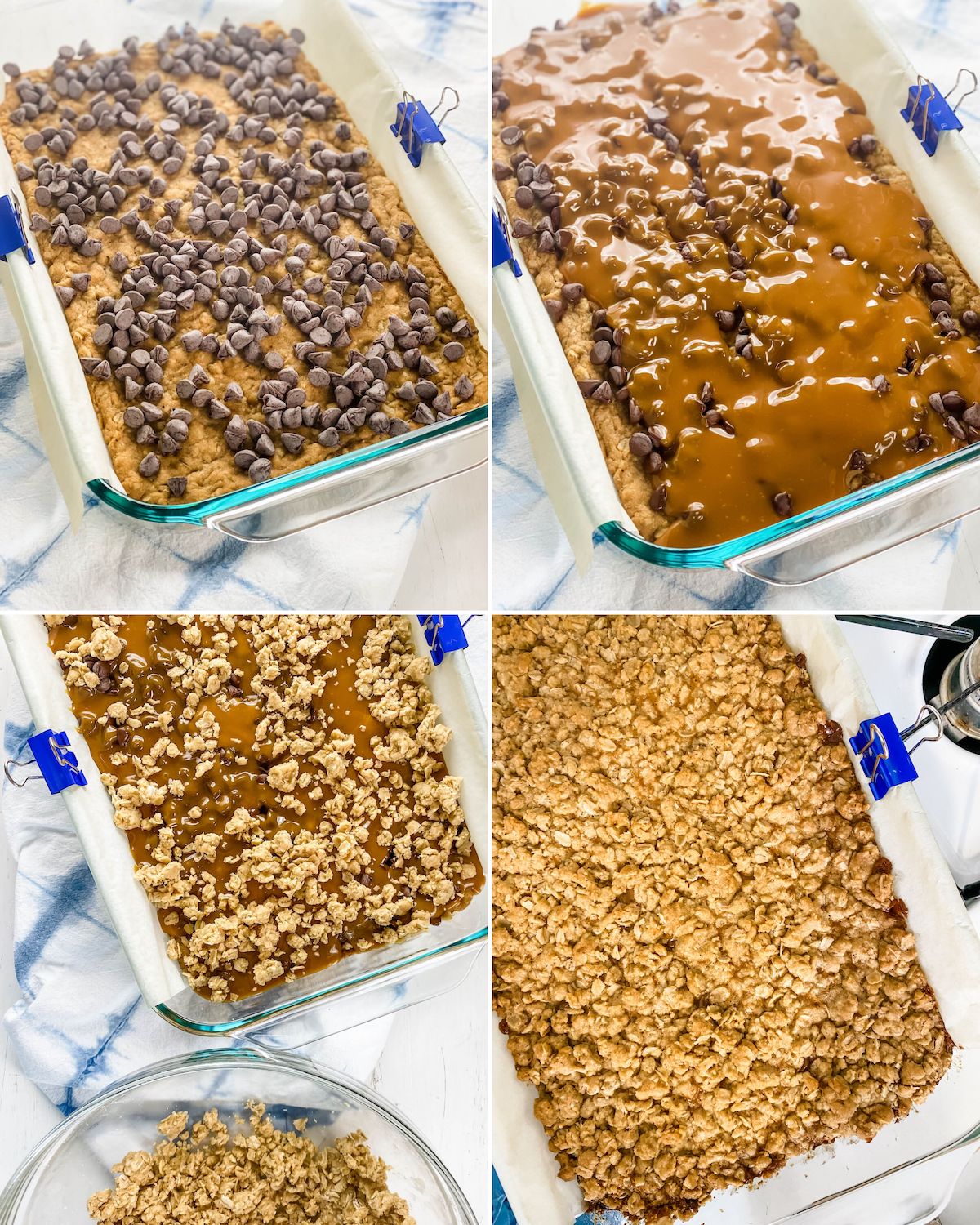 making carmelitas cookie bars chocolate caramel