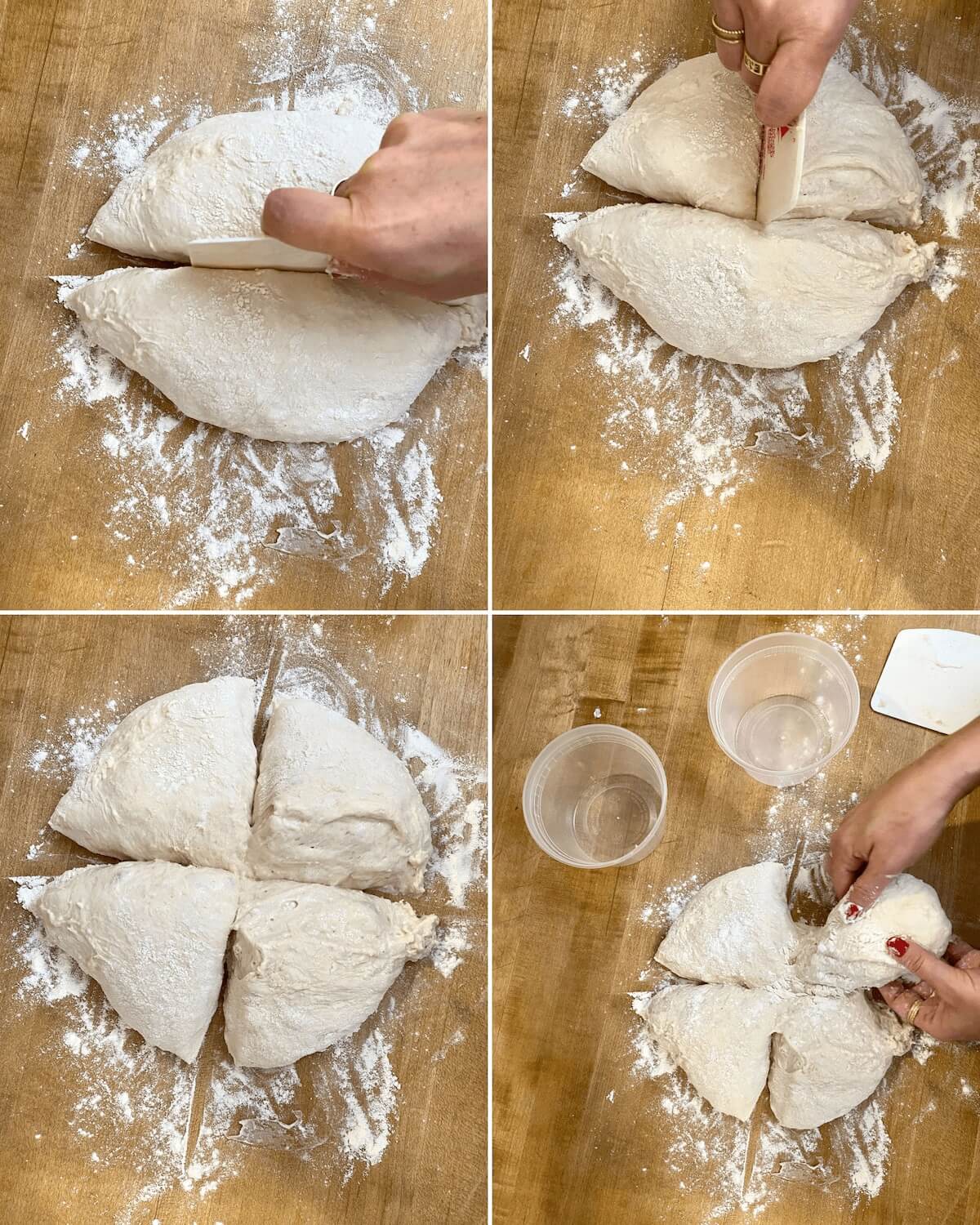 dividing pizza dough into small pieces