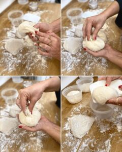 forming pizza dough balls for long ferment