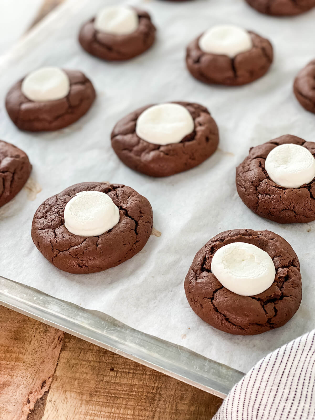 marshmallows set on top of chocolate cookies