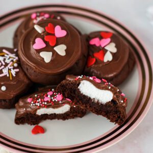 marshmallow inside chocolate valentines cookies