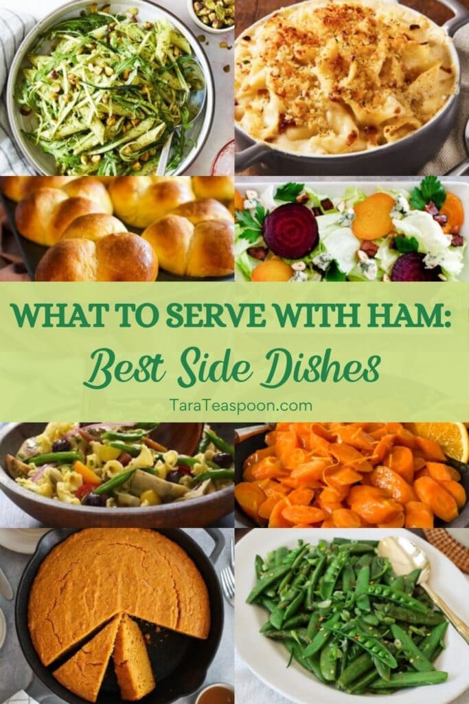 Pinterest graphic for Best Side Dishes for Ham recipe collection on Tara Teaspoon