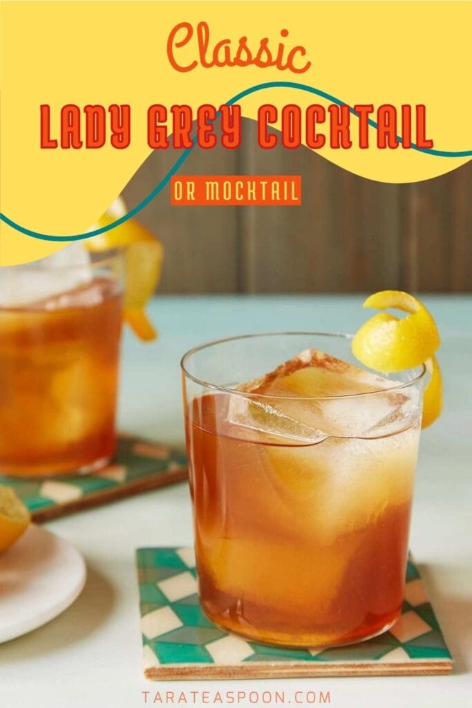 Pinterest graphic for Earl Grey Cocktail recipe on Tara Teaspoon.