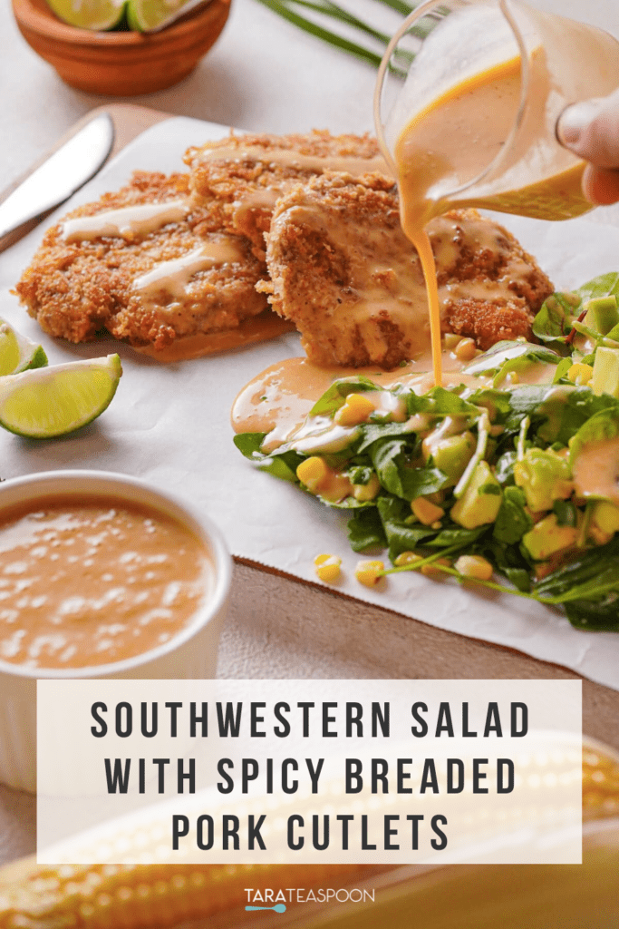 Southwestern Salad with Spicy Breaded Pork Cutlets