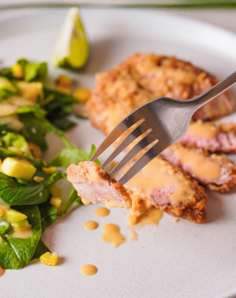 Southwestern Salad with Breaded Pork Cutlets - Tara Teaspoon