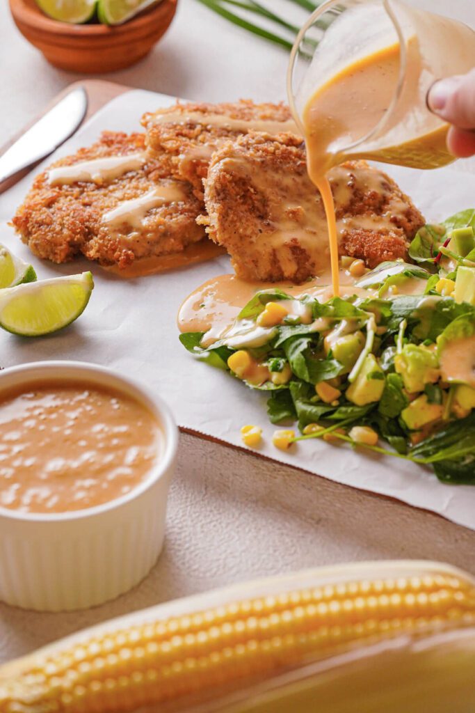 Southwestern Salad with Breaded Pork Cutlets - Tara Teaspoon