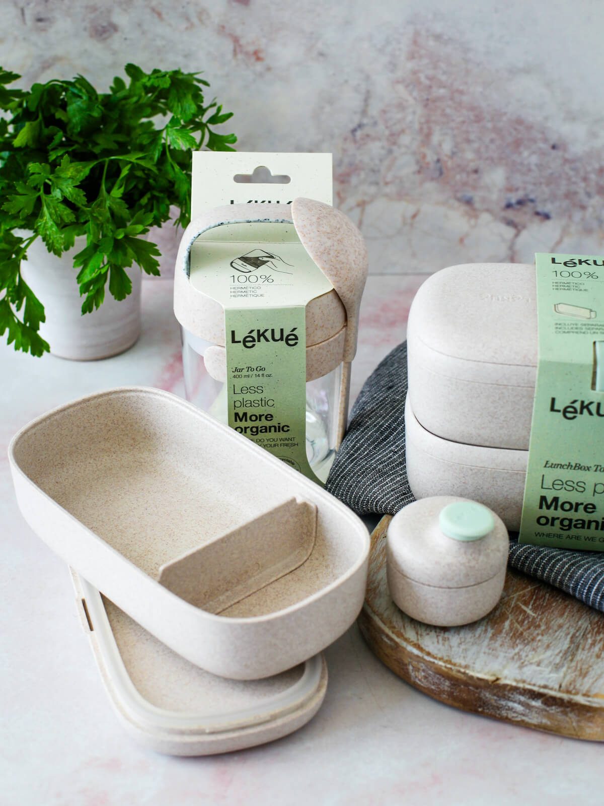Lekue lunch containers with packaging