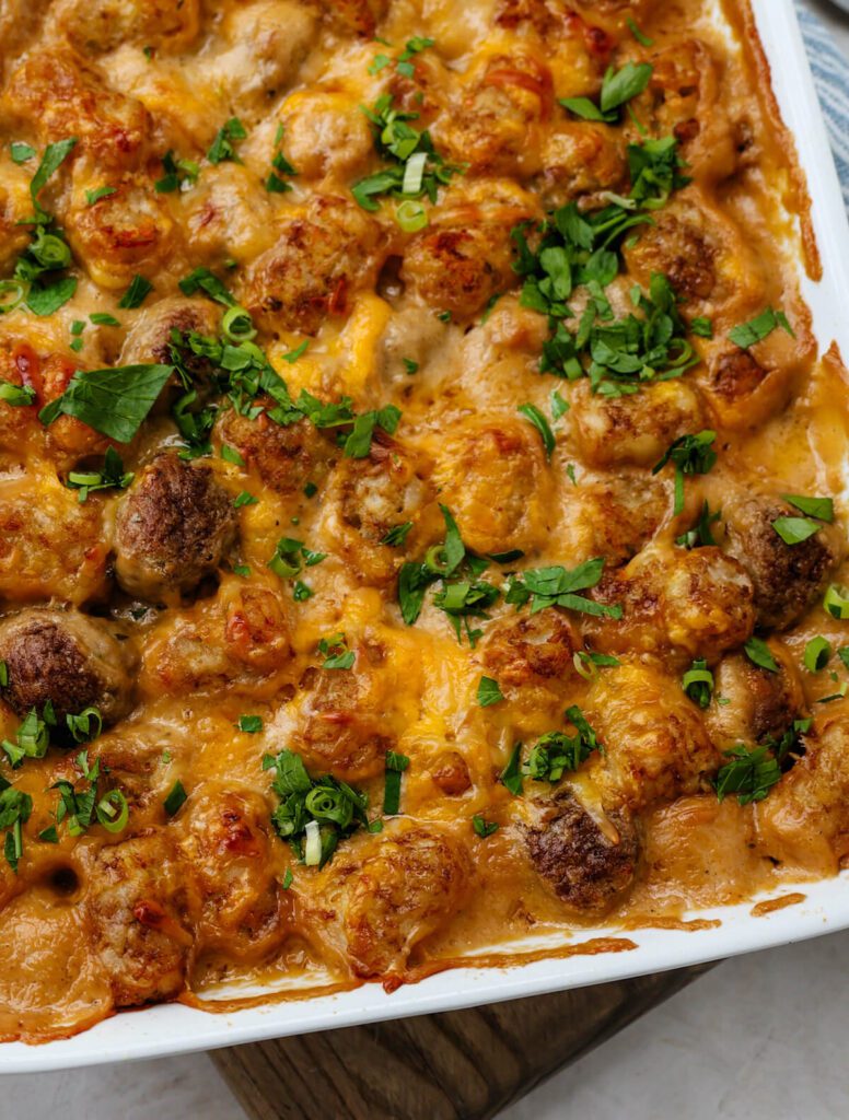 Tater Tot Meatball Casserole - Tara Teaspoon