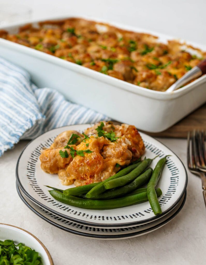 Tater Tot Meatball Casserole - Tara Teaspoon