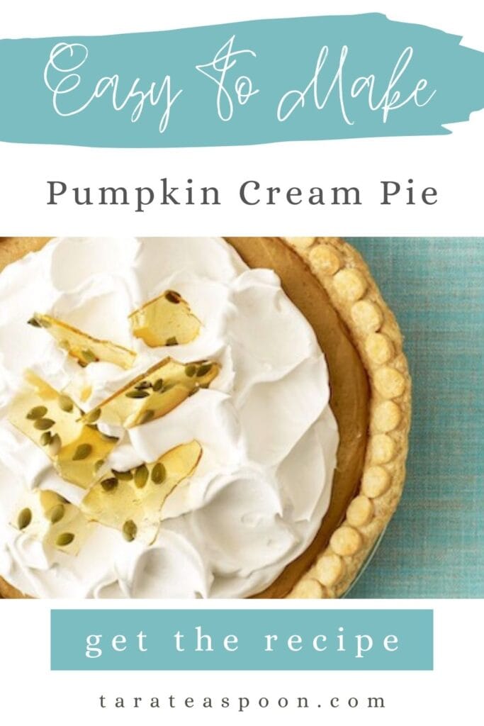 Pinterest graphic for Pumpkin Cream Pie recipe on Tara Teaspoon.