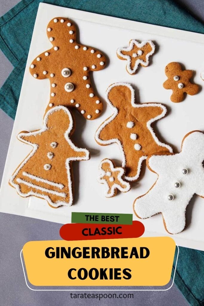 Pinterest graphic for The Best Classic Gingerbread Cookies recipe on Tara Teaspoon.