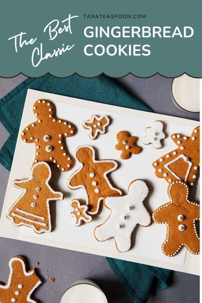 Pinterest graphic for The Best Classic Gingerbread Cookies recipe on Tara Teaspoon.