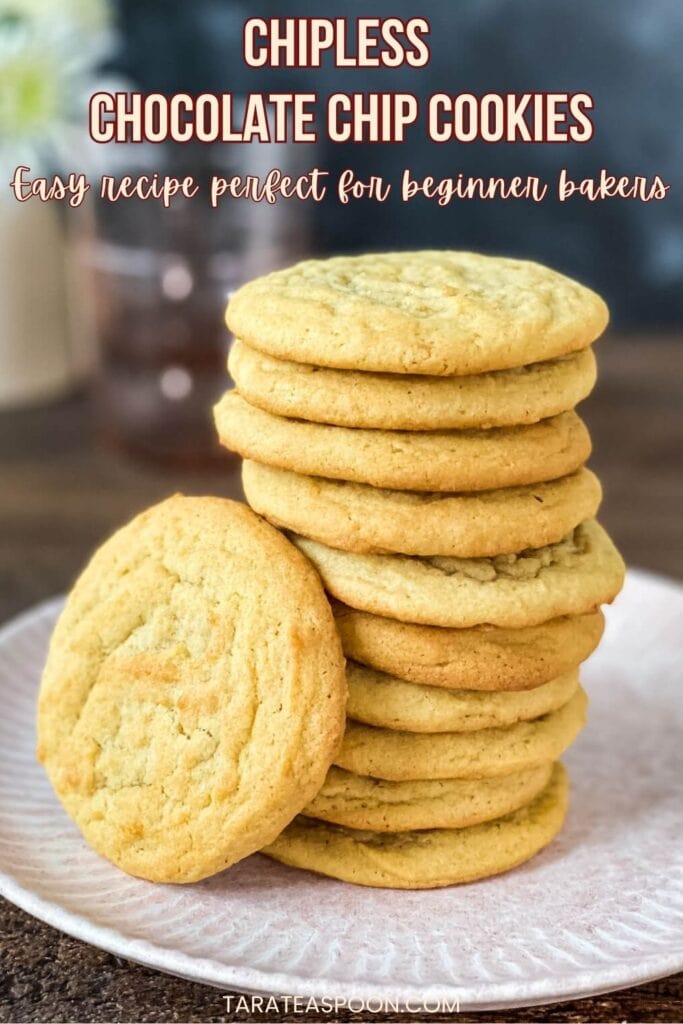Pinterest graphic for Chocolate Chipless Cookies recipe on Tara Teaspoon.