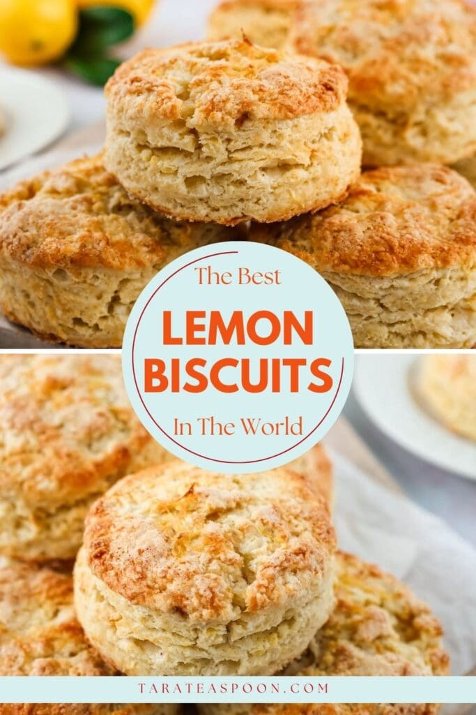 Pinterest graphic for Lemon Biscuits recipe on Tara Teaspoon
