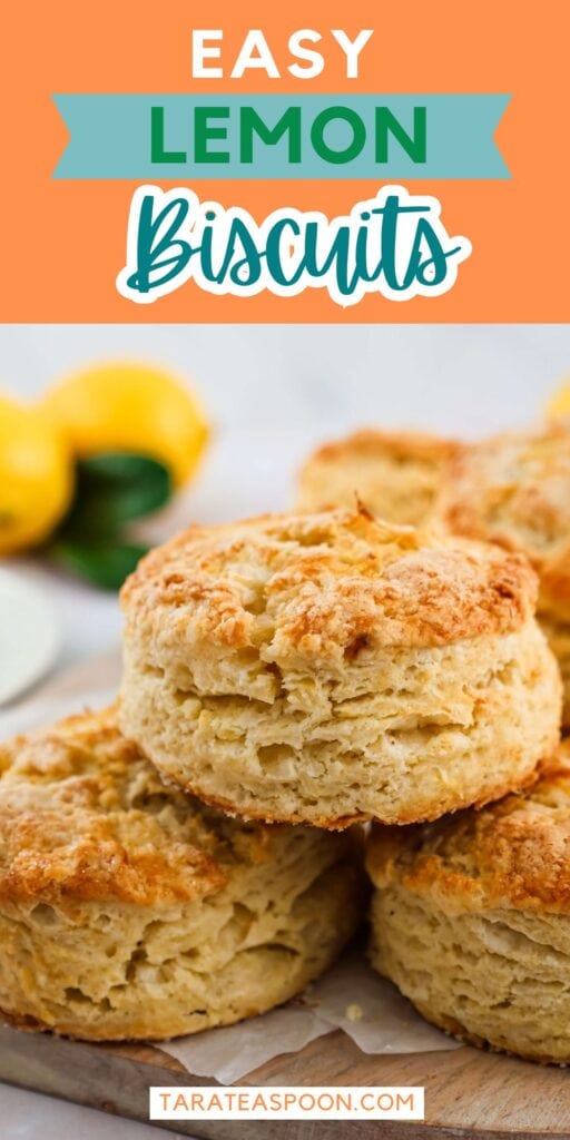 Pinterest graphic for Lemon Biscuits recipe on Tara Teaspoon