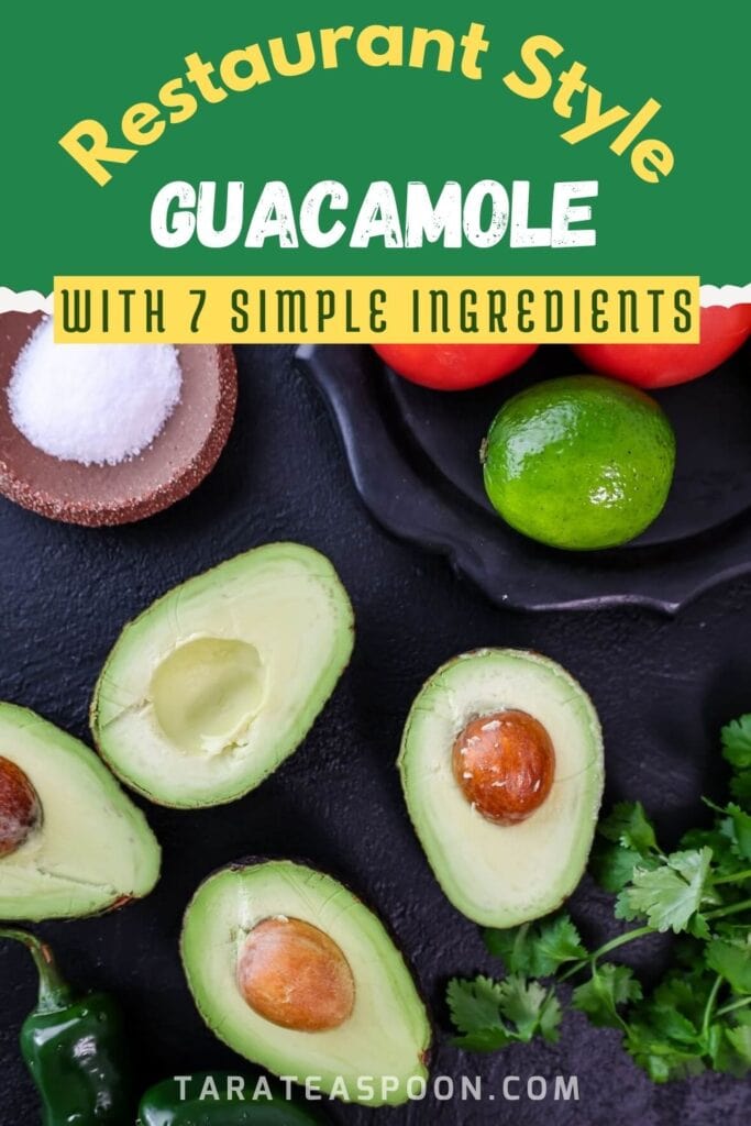 Pinterest graphic for Tableside Guacamole recipe on Tara Teaspoon.
